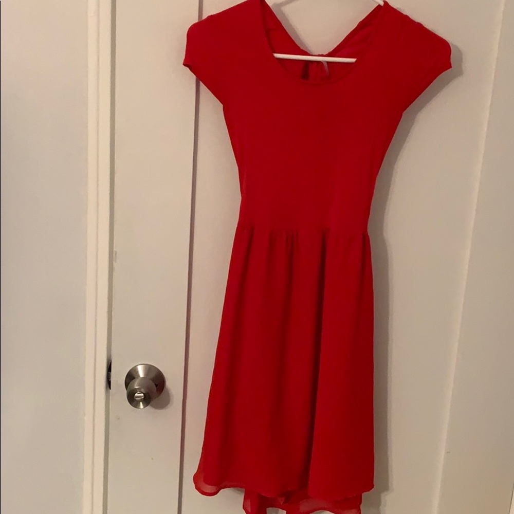 Bright red dress